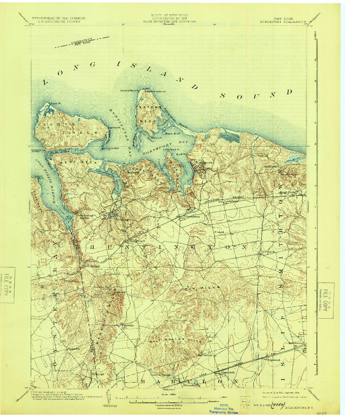 USGS 1:62500-SCALE QUADRANGLE FOR NORTHPORT, NY 1903