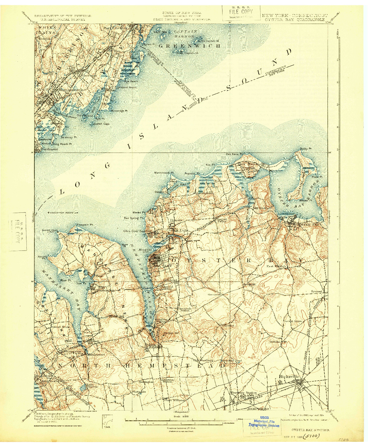 USGS 1:62500-SCALE QUADRANGLE FOR OYSTER BAY, NY 1900