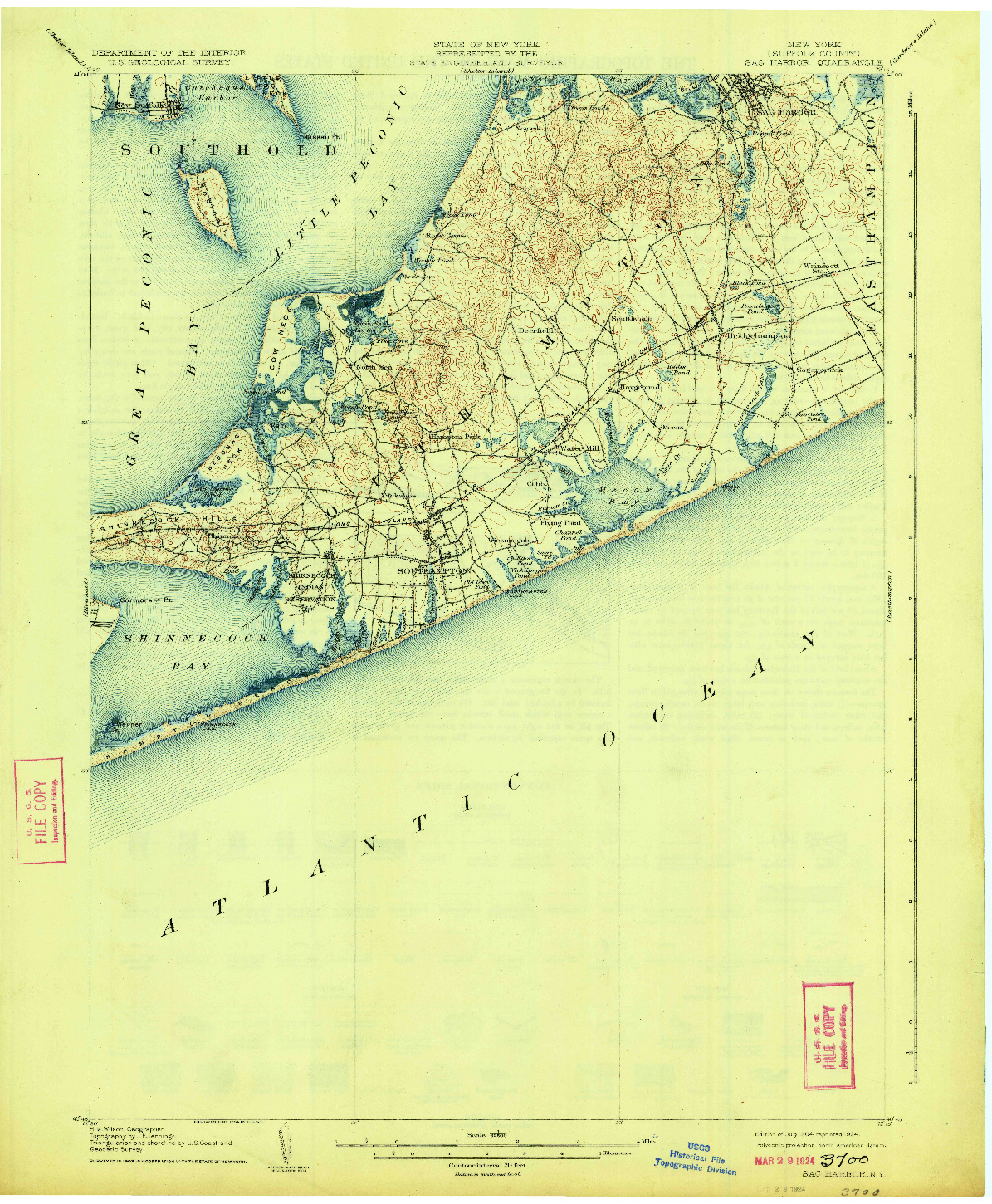USGS 1:62500-SCALE QUADRANGLE FOR SAG HARBOR, NY 1904