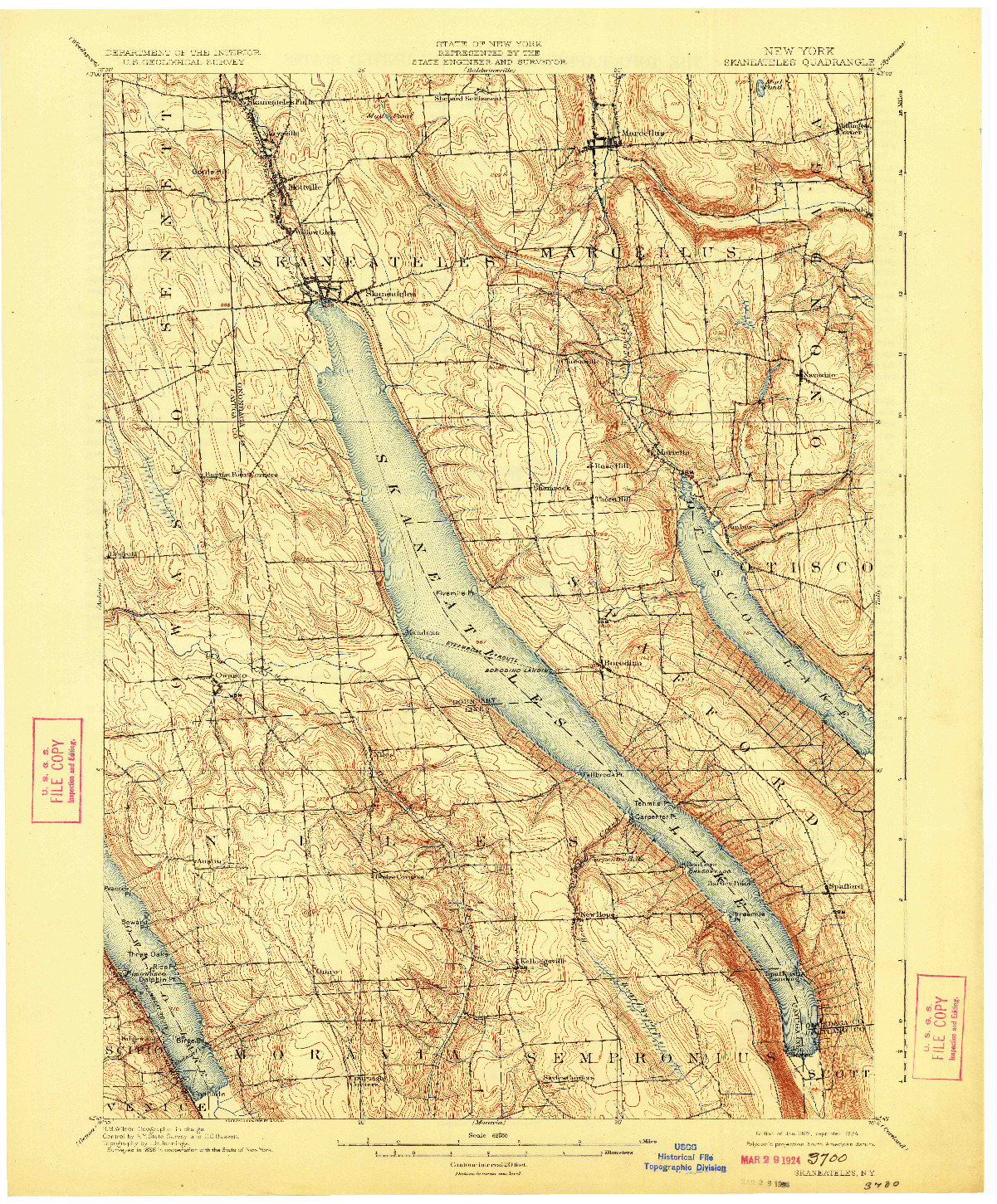 USGS 1:62500-SCALE QUADRANGLE FOR SKANEATELES, NY 1902