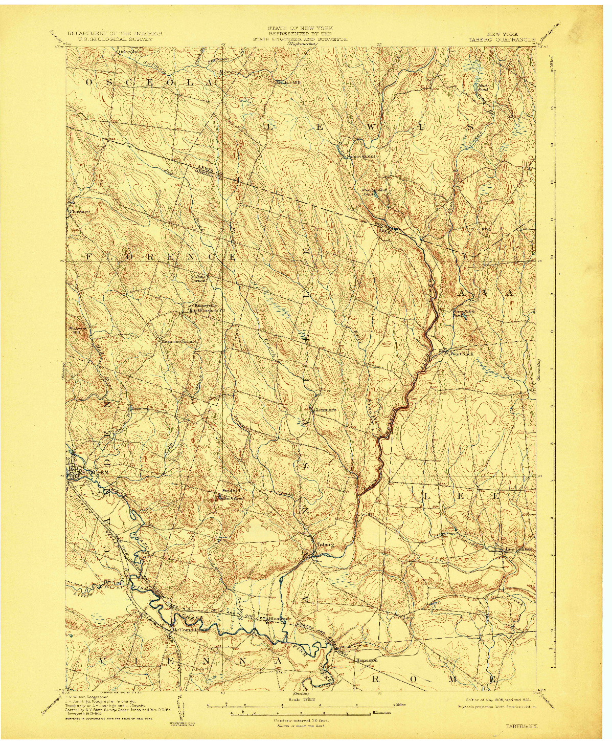 USGS 1:62500-SCALE QUADRANGLE FOR TABERG, NY 1905