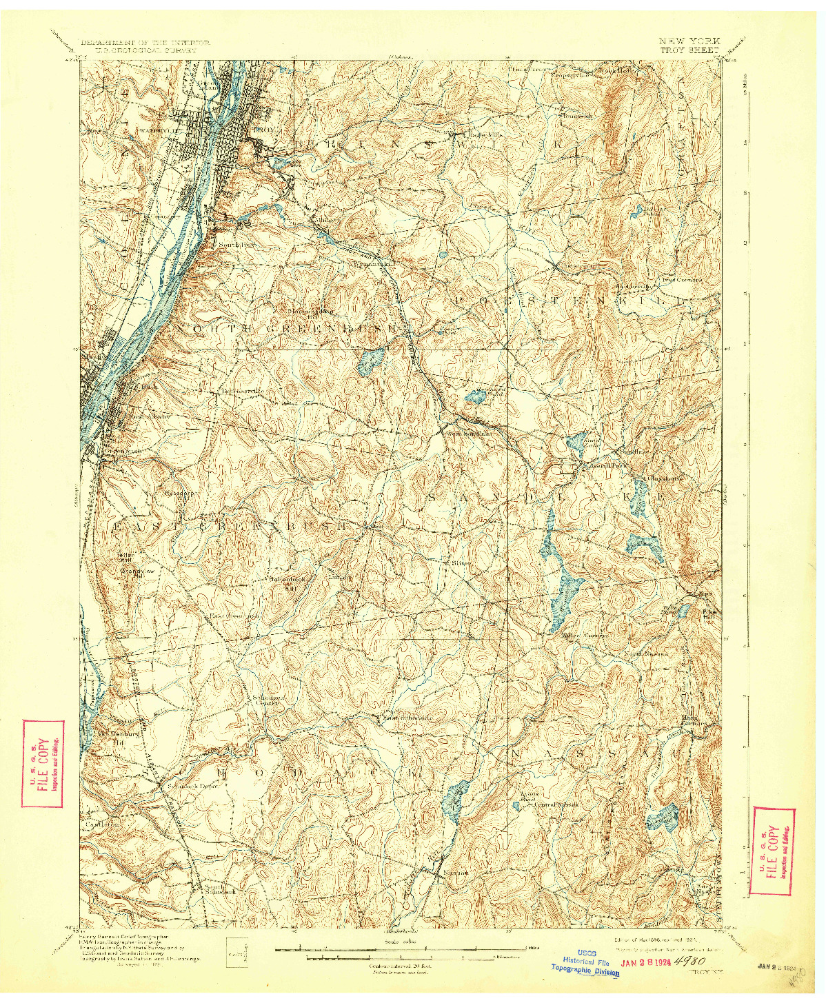 USGS 1:62500-SCALE QUADRANGLE FOR TROY, NY 1898