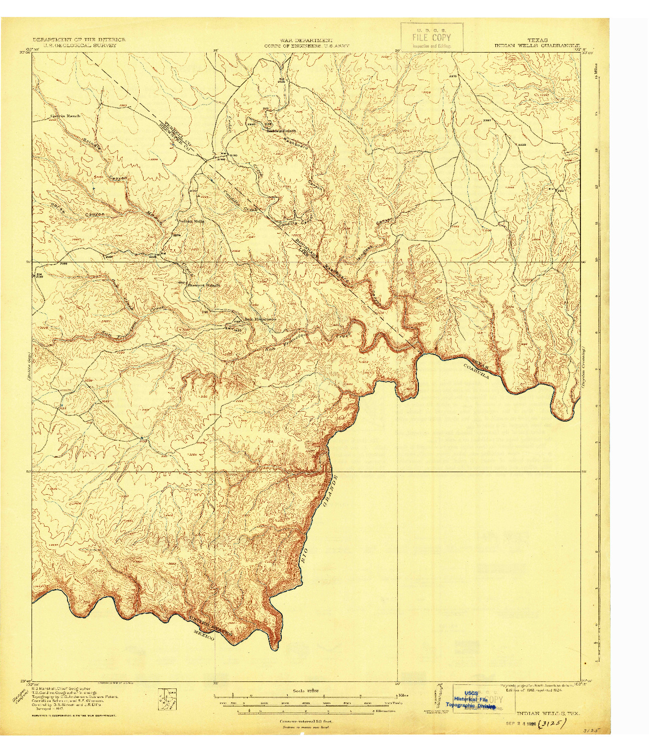 USGS 1:62500-SCALE QUADRANGLE FOR INDIAN WELLS, TX 1918