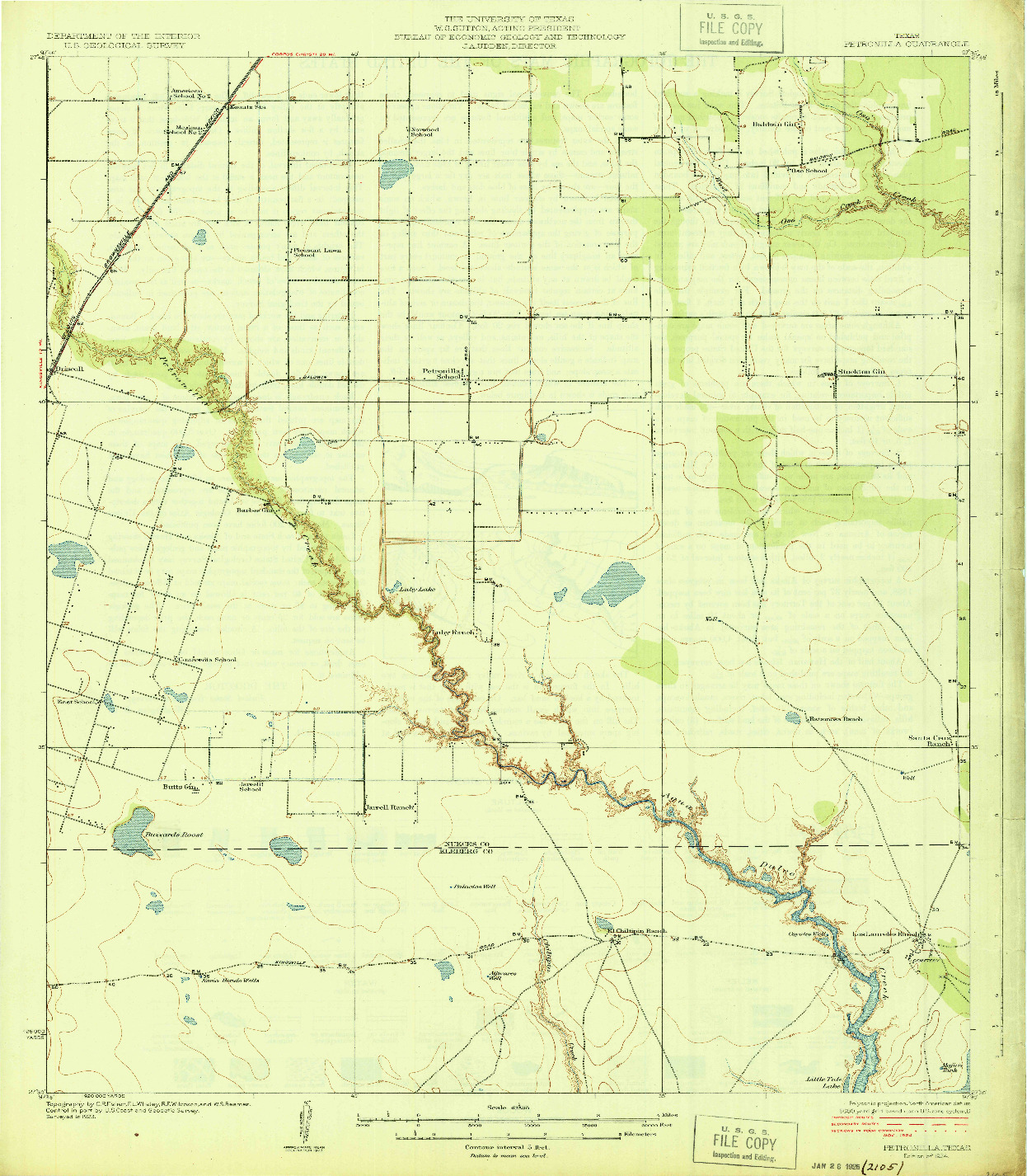 USGS 1:62500-SCALE QUADRANGLE FOR PETRONILLA, TX 1924