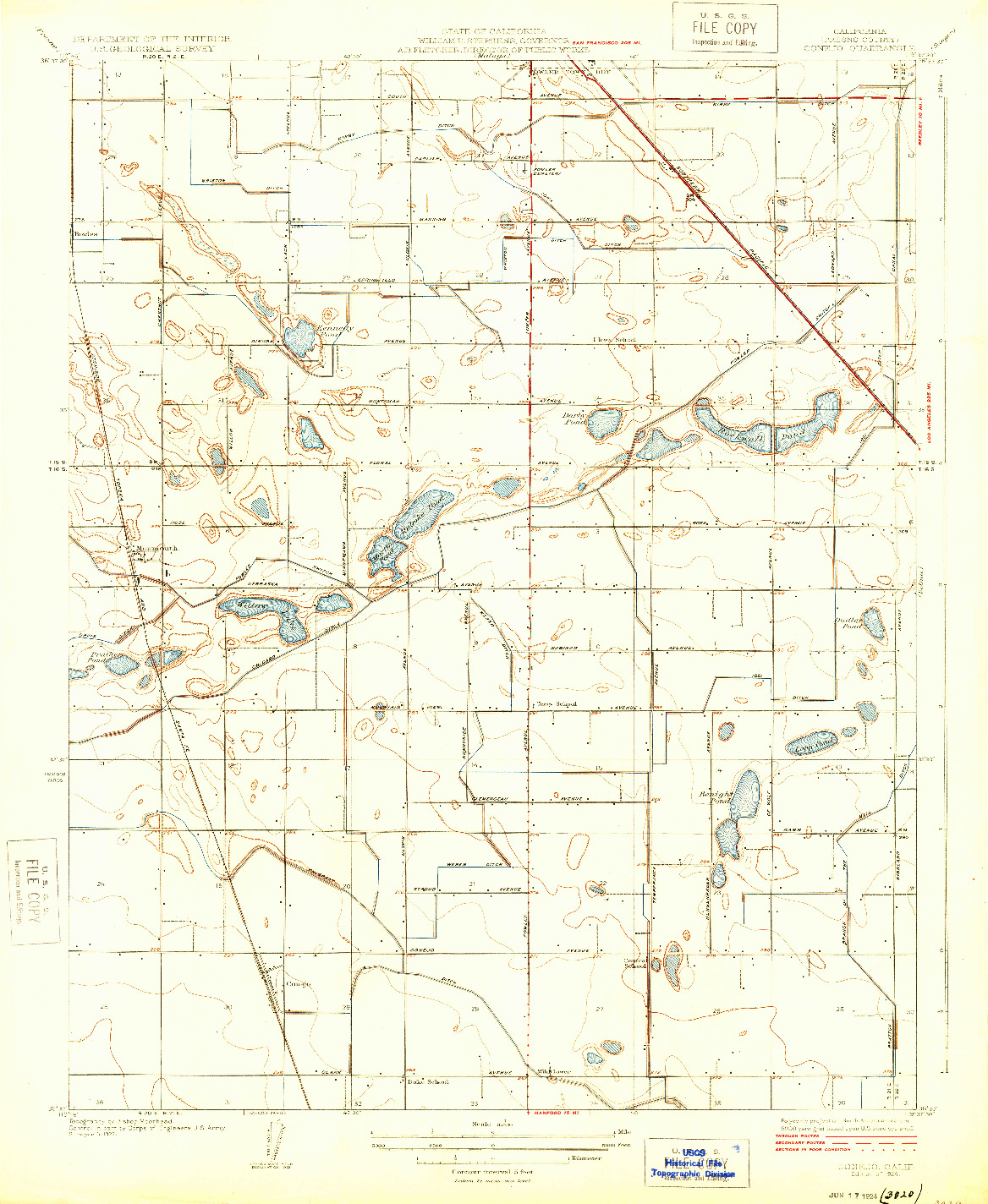 USGS 1:31680-SCALE QUADRANGLE FOR CONEJO, CA 1924