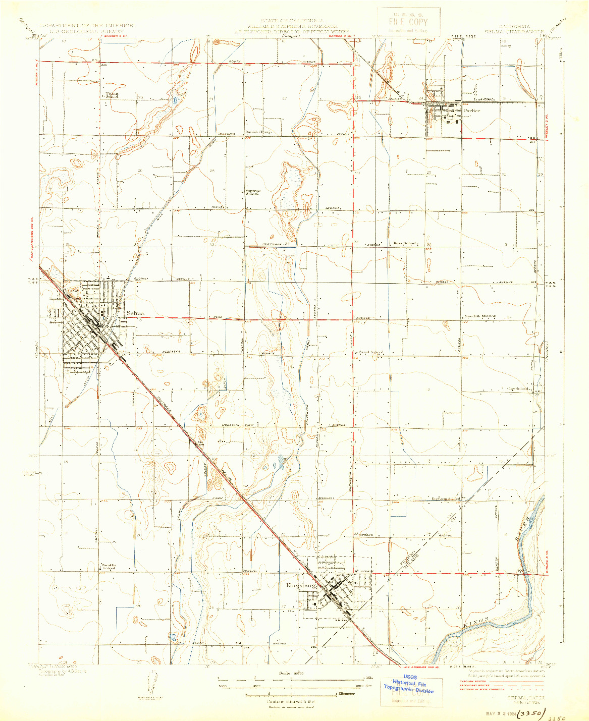 USGS 1:31680-SCALE QUADRANGLE FOR SELMA, CA 1924