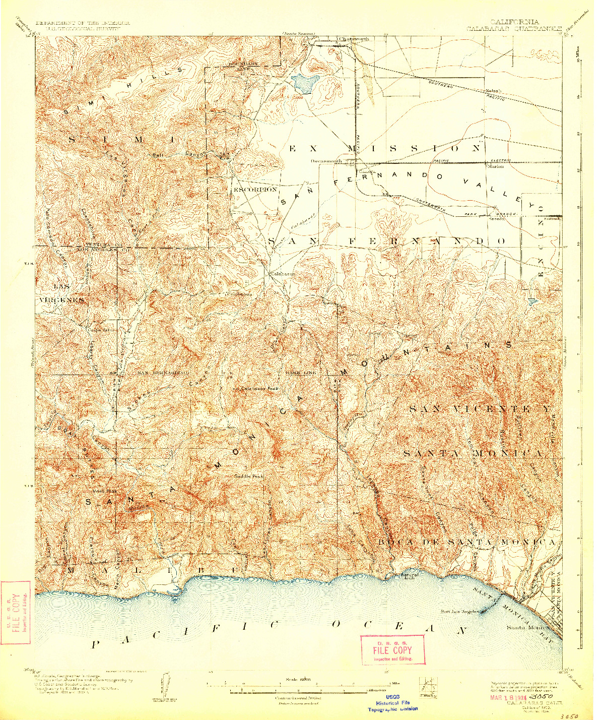 USGS 1:62500-SCALE QUADRANGLE FOR CALABASAS, CA 1903