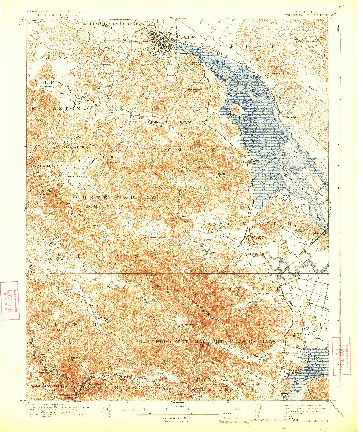 USGS 1:62500-SCALE QUADRANGLE FOR PETALUMA, CA 1914