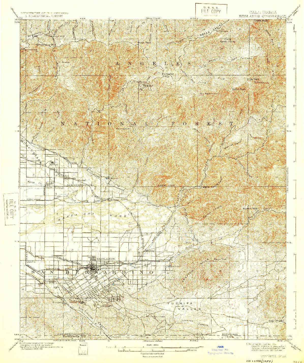 USGS 1:62500-SCALE QUADRANGLE FOR REDLANDS, CA 1901