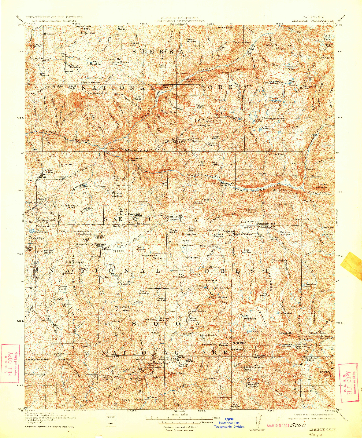 USGS 1:125000-SCALE QUADRANGLE FOR TEHIPITE, CA 1905