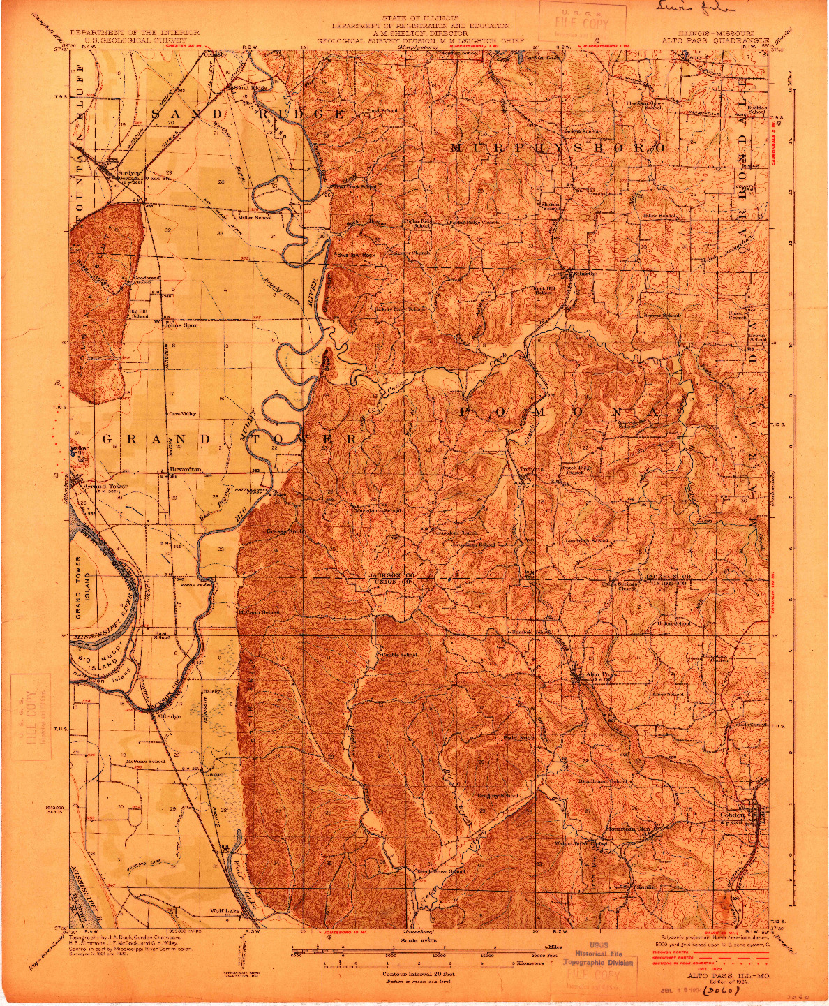 USGS 1:62500-SCALE QUADRANGLE FOR ALTO PASS, IL 1924