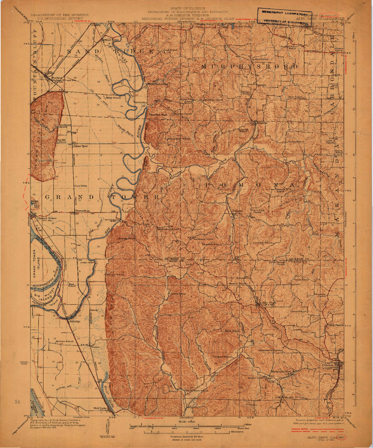 USGS 1:62500-SCALE QUADRANGLE FOR ALTO PASS, IL 1924