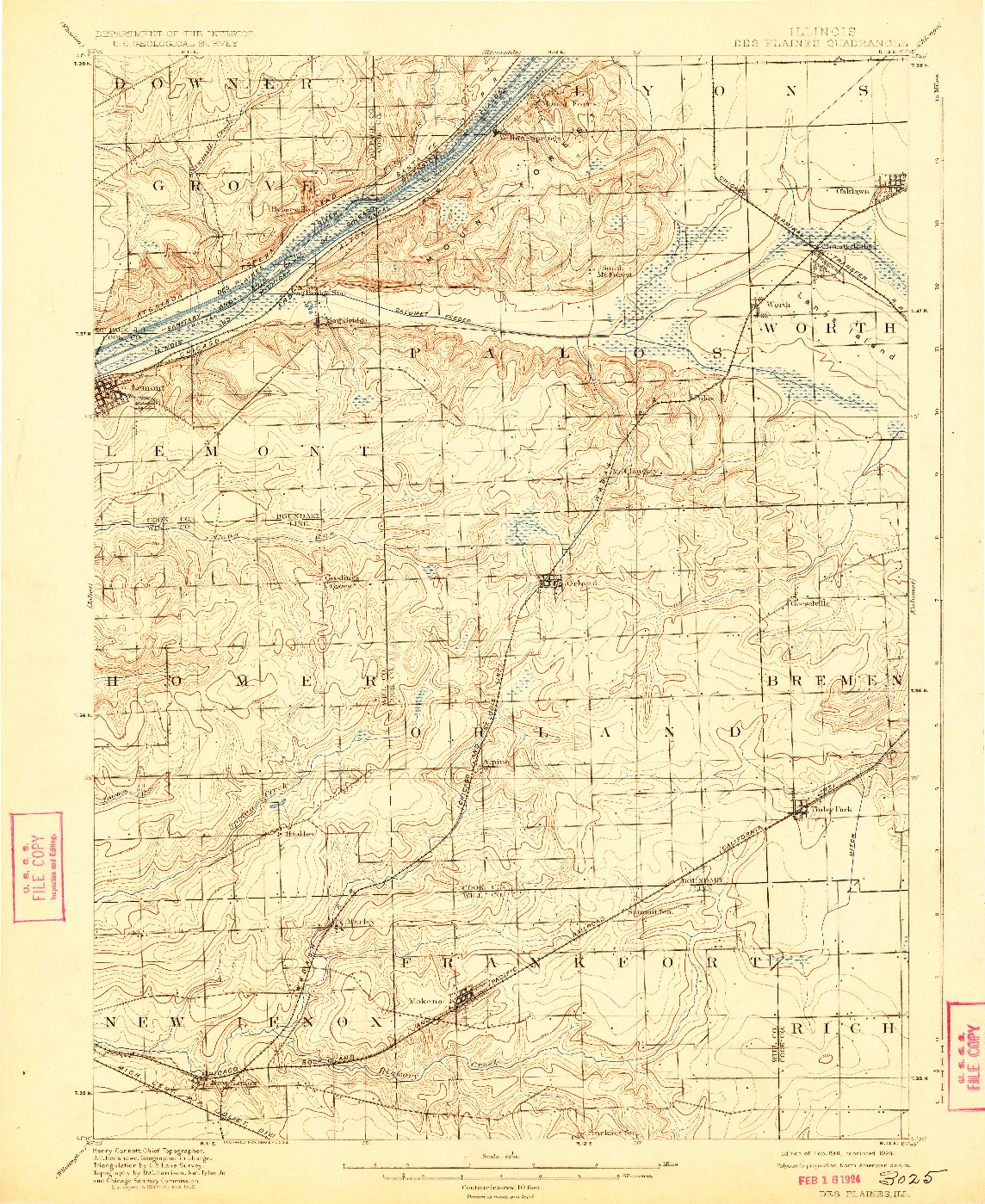 USGS 1:62500-SCALE QUADRANGLE FOR DES PLAINES, IL 1901