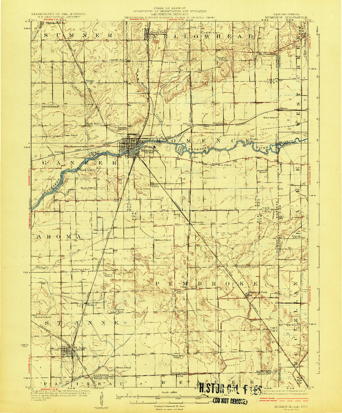 USGS 1:62500-SCALE QUADRANGLE FOR MOMENCE, IL 1924