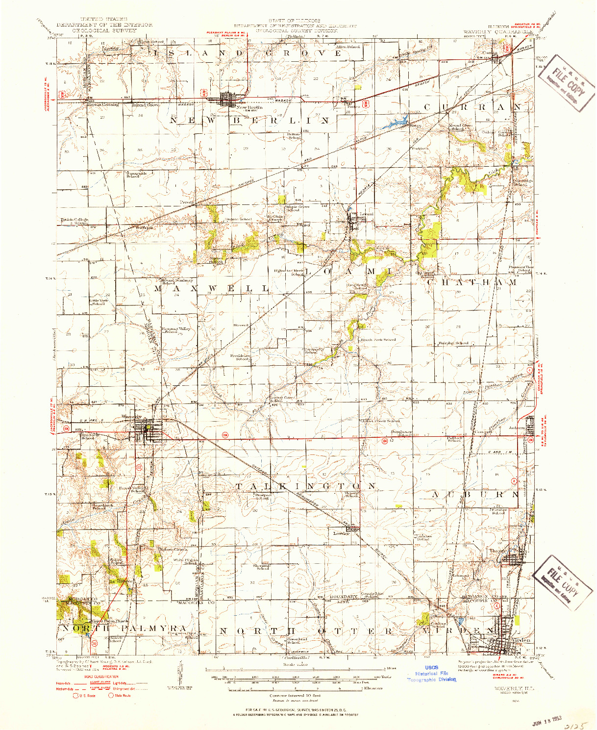 USGS 1:62500-SCALE QUADRANGLE FOR WAVERLY, IL 1924