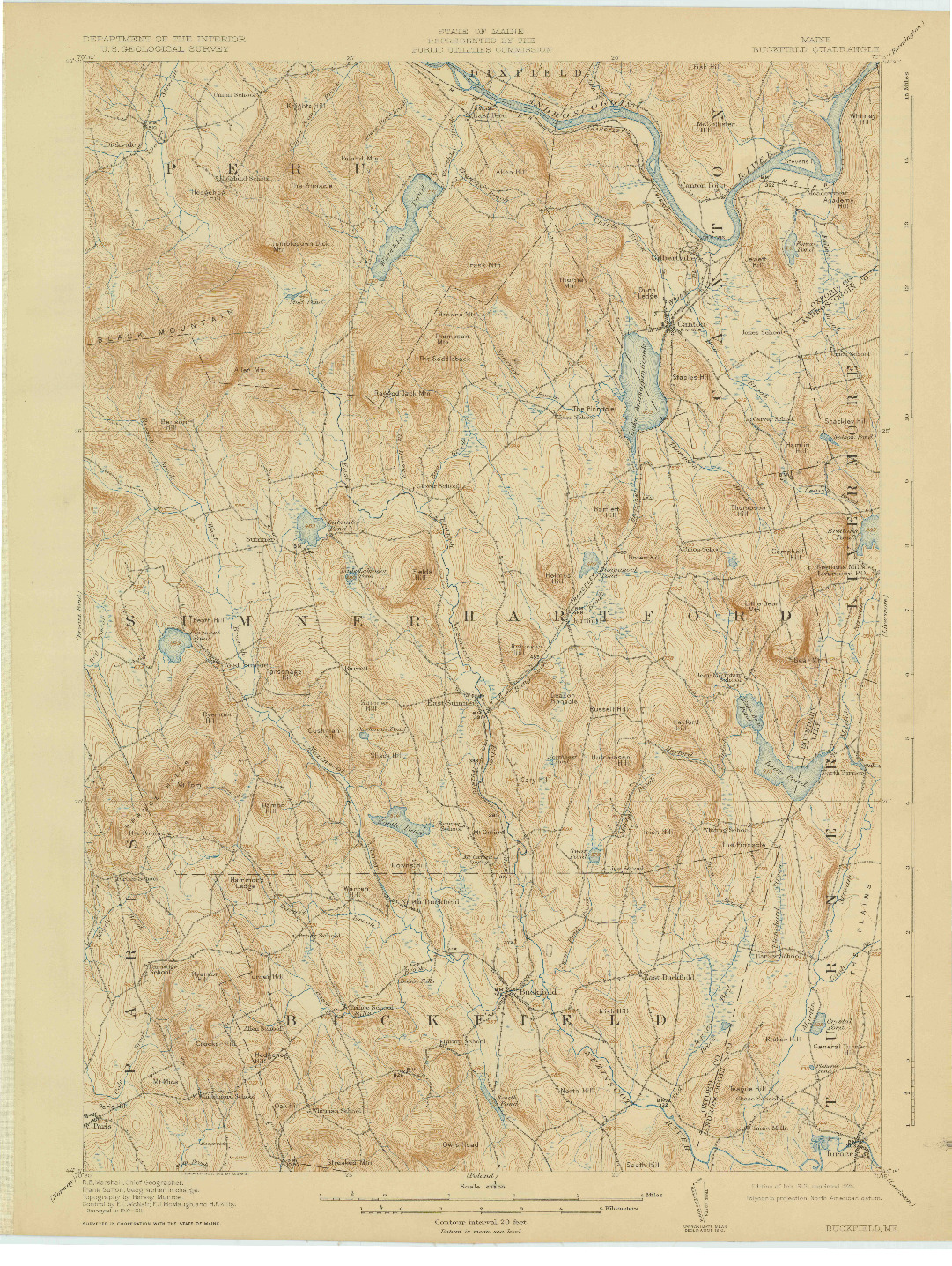 USGS 1:62500-SCALE QUADRANGLE FOR BUCKFIELD, ME 1913