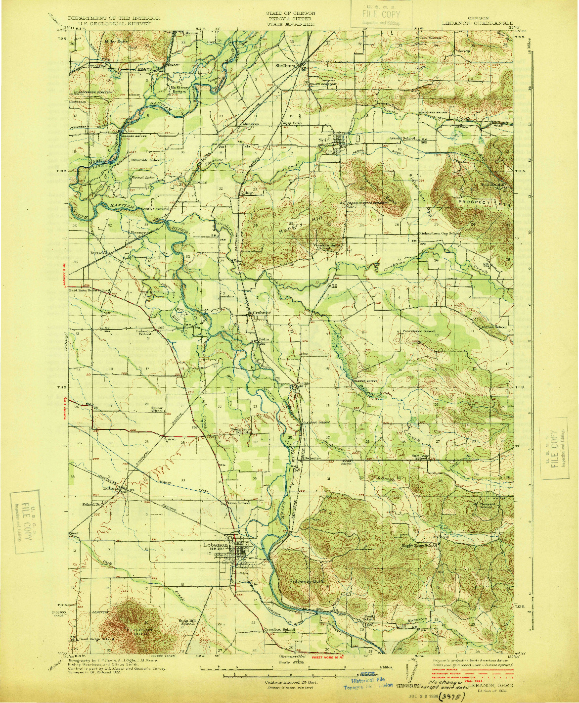 USGS 1:62500-SCALE QUADRANGLE FOR LEBANON, OR 1924