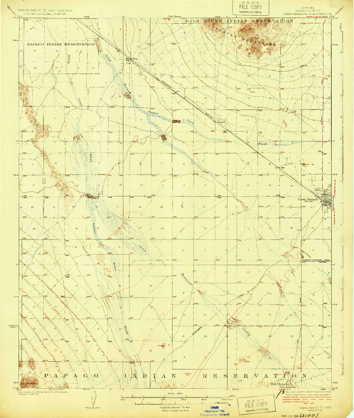 USGS 1:62500-SCALE QUADRANGLE FOR CASA GRANDE, AZ 1924