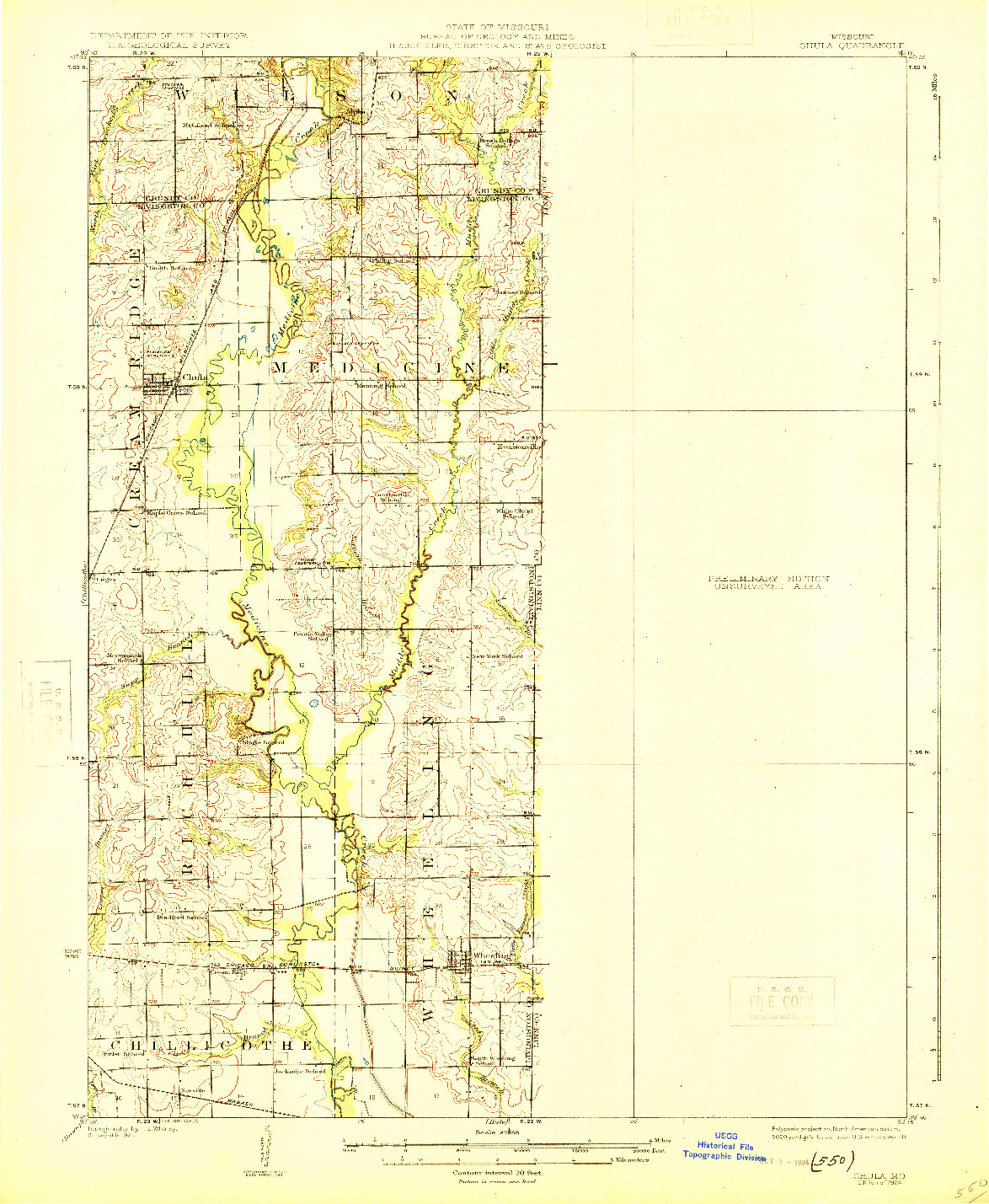 USGS 1:62500-SCALE QUADRANGLE FOR CHULA, MO 1924