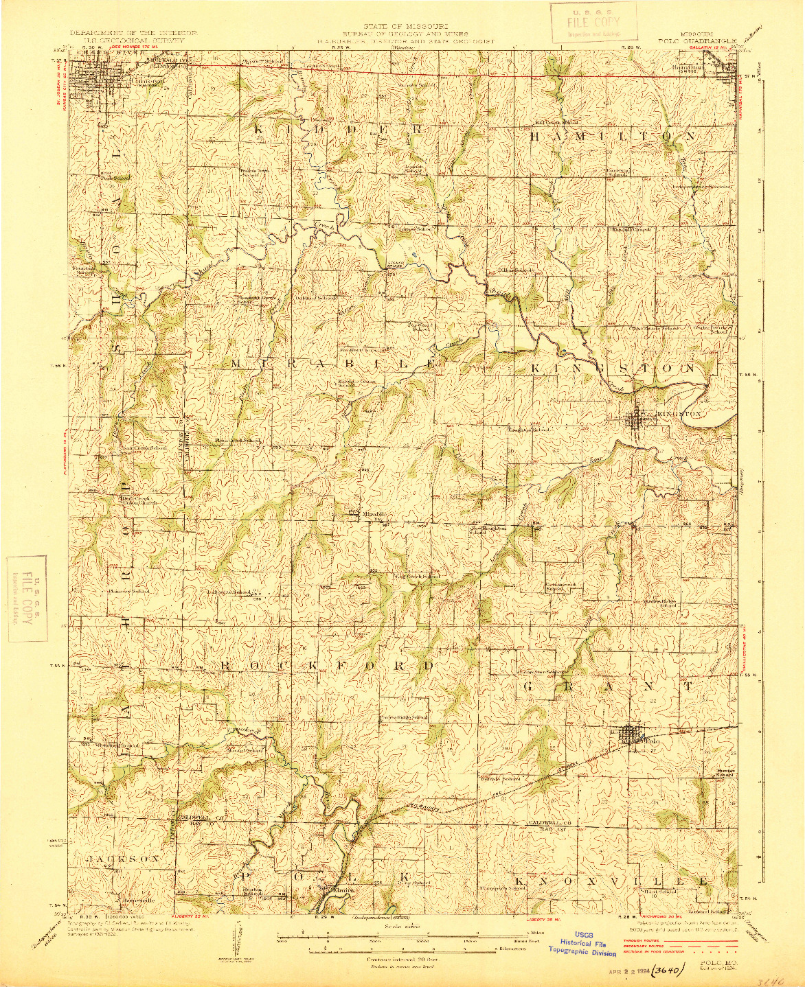 USGS 1:62500-SCALE QUADRANGLE FOR POLO, MO 1924