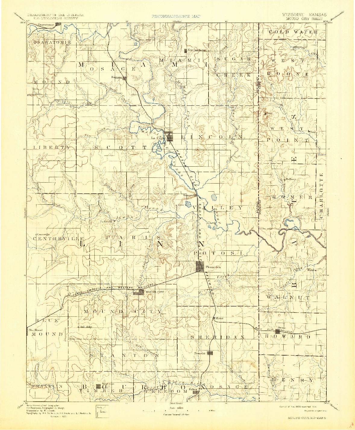 USGS 1:125000-SCALE QUADRANGLE FOR MOUND CITY, MO 1893
