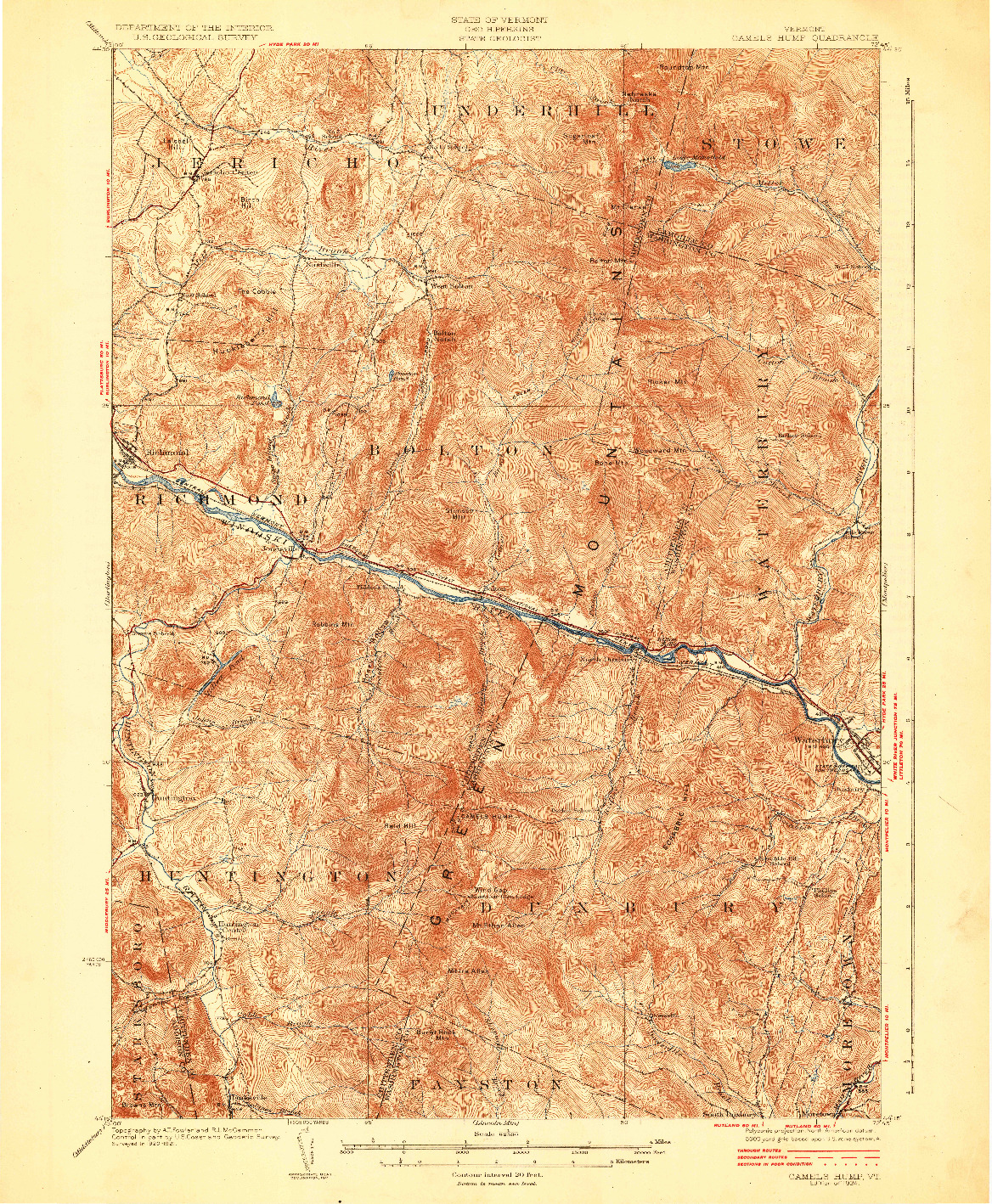 USGS 1:62500-SCALE QUADRANGLE FOR CAMELS HUMP, VT 1924