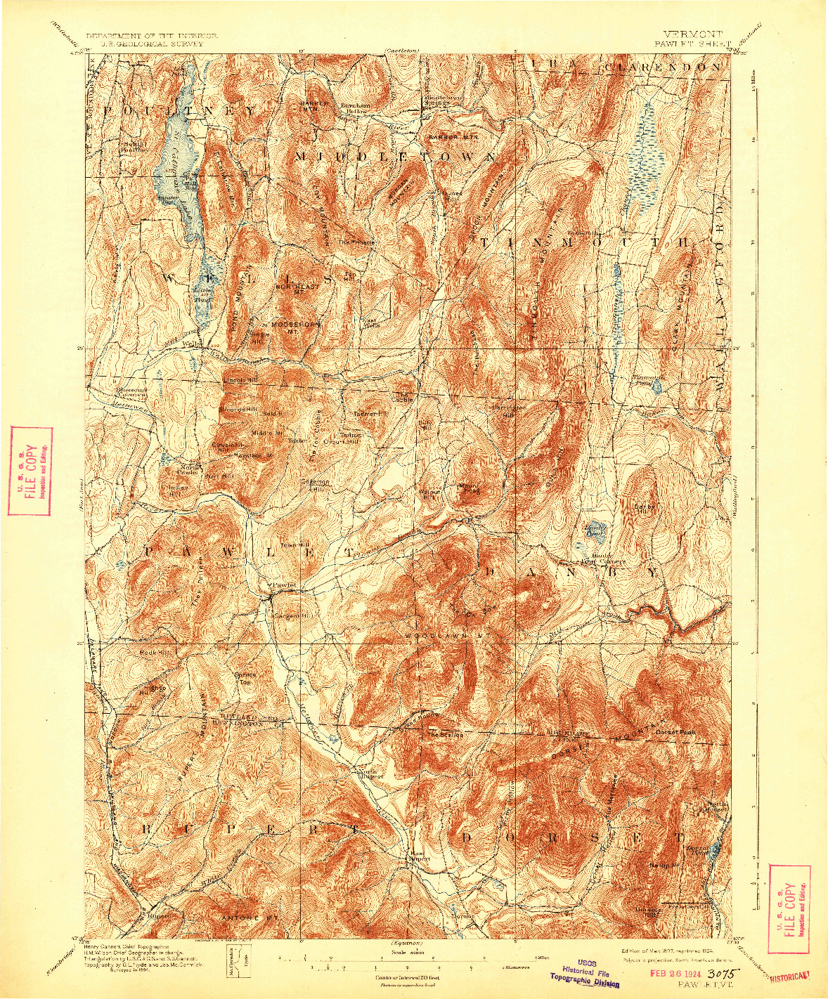 USGS 1:62500-SCALE QUADRANGLE FOR PAWLET, VT 1897