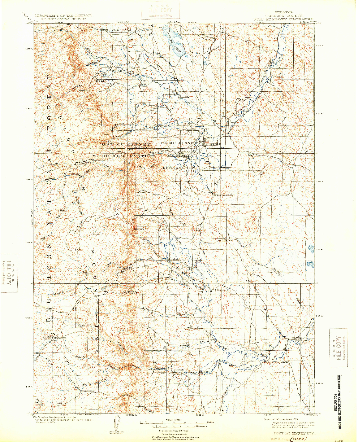 USGS 1:125000-SCALE QUADRANGLE FOR FORT MCKINNEY, WY 1903