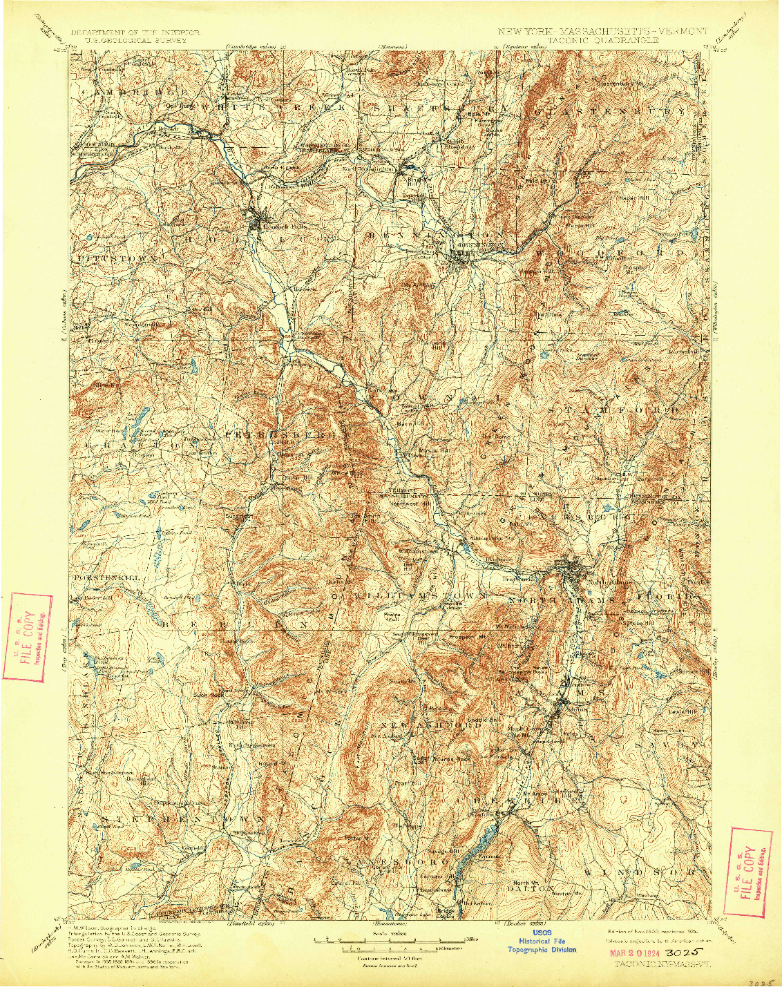 USGS 1:125000-SCALE QUADRANGLE FOR TACONIC, NY 1900