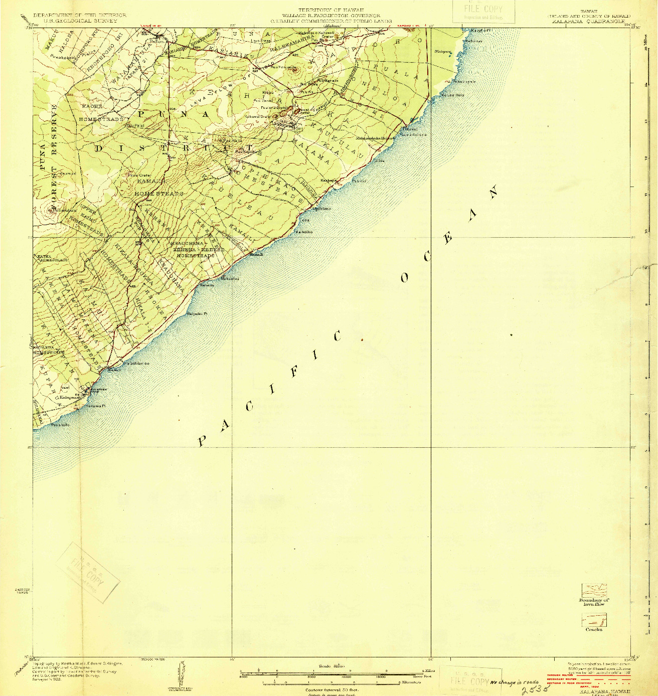 USGS 1:62500-SCALE QUADRANGLE FOR KALAPANA, HI 1924