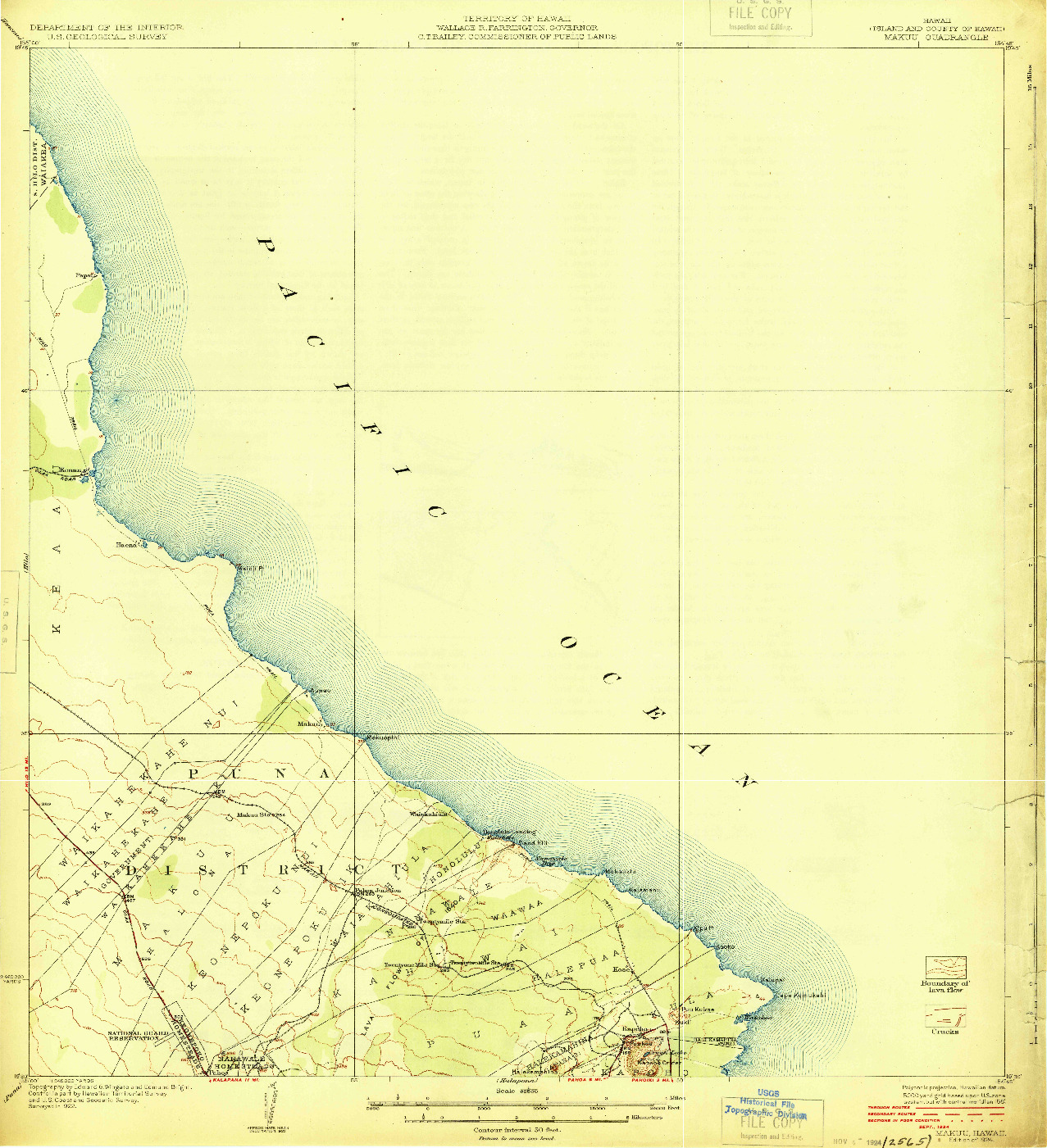 USGS 1:62500-SCALE QUADRANGLE FOR MAKUU, HI 1924