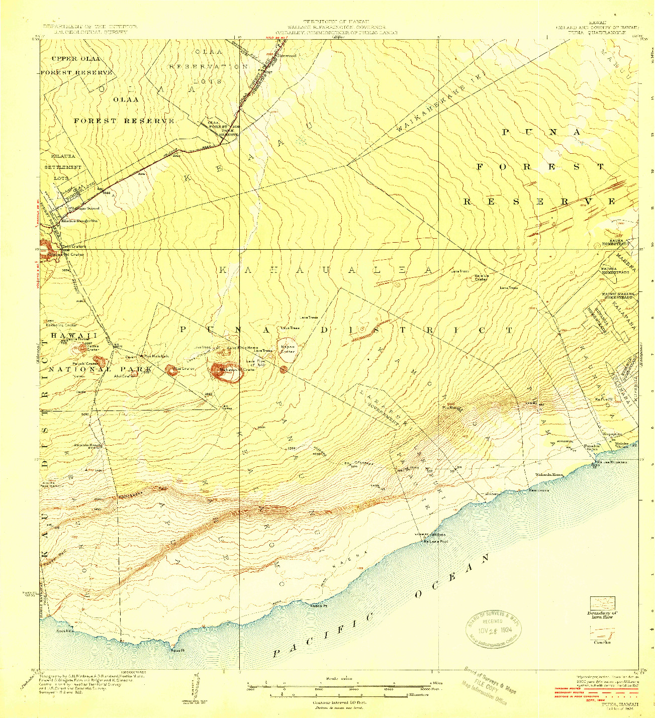 USGS 1:62500-SCALE QUADRANGLE FOR PUNA, HI 1924