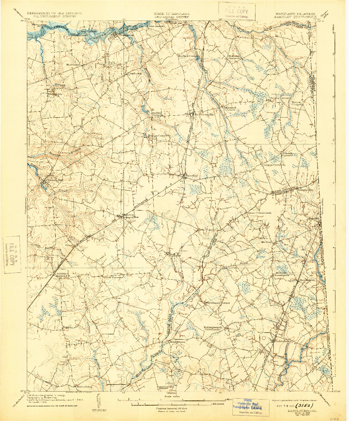 USGS 1:62500-SCALE QUADRANGLE FOR BARCLAY, MD 1905