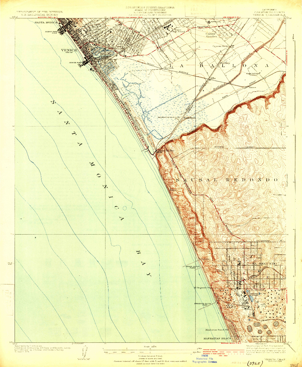 USGS 1:24000-SCALE QUADRANGLE FOR VENICE, CA 1924
