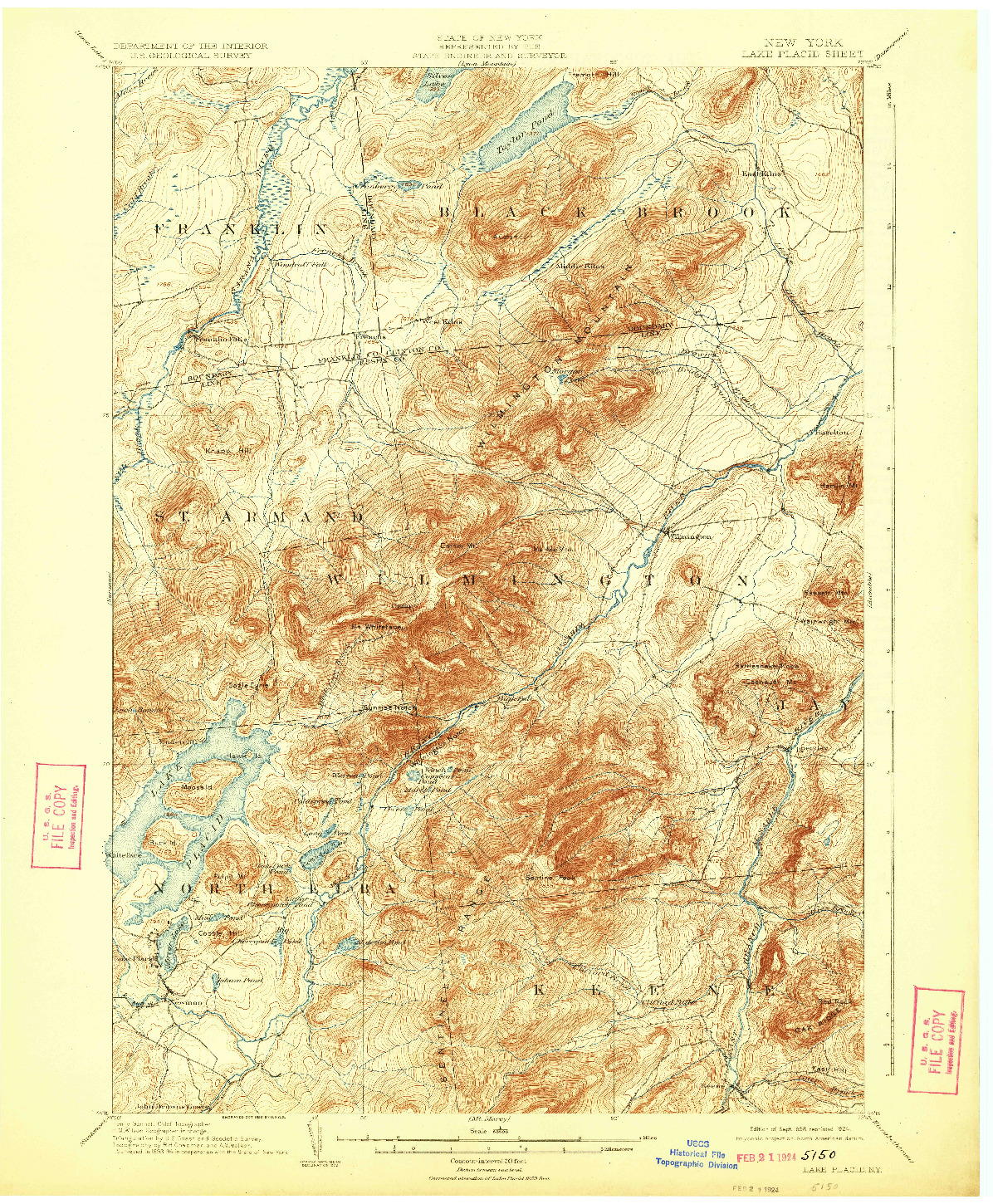 USGS 1:62500-SCALE QUADRANGLE FOR LAKE PLACID, NY 1898