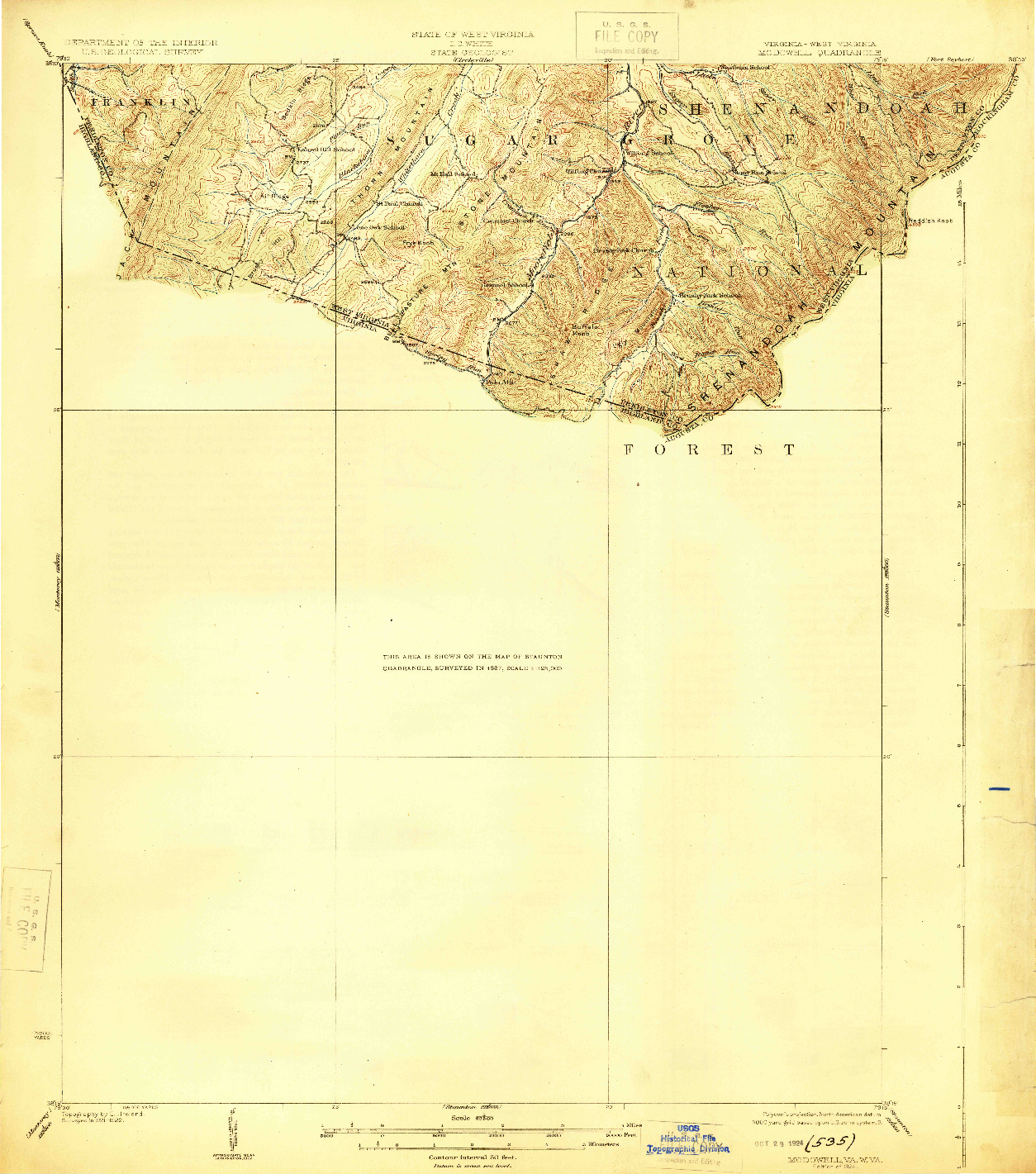 USGS 1:62500-SCALE QUADRANGLE FOR MC DOWELL, VA 1924