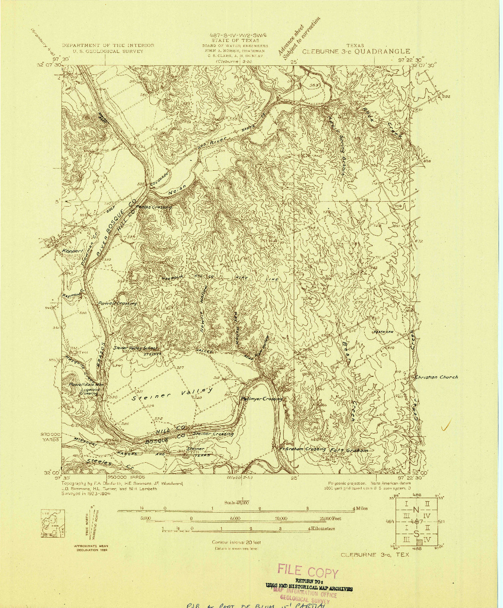 USGS 1:48000-SCALE QUADRANGLE FOR CLEBURNE 3-C, TX 1924