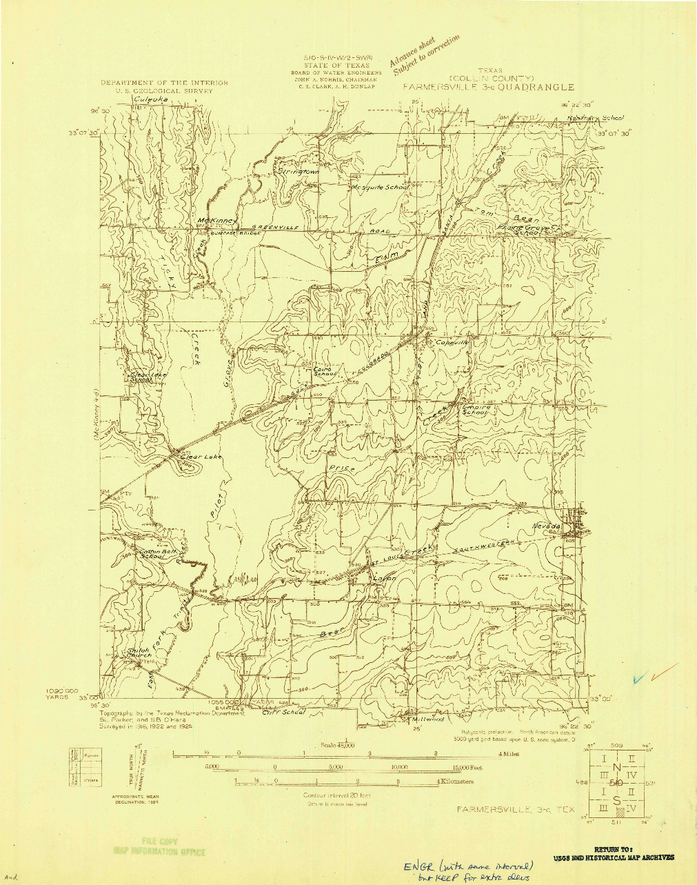 USGS 1:48000-SCALE QUADRANGLE FOR FARMERSVILLE 3-C, TX 1924