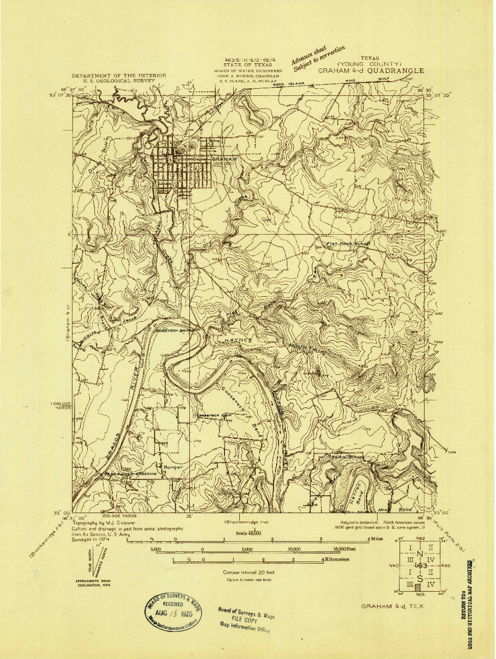 USGS 1:48000-SCALE QUADRANGLE FOR GRAHAM 4-D, TX 1924