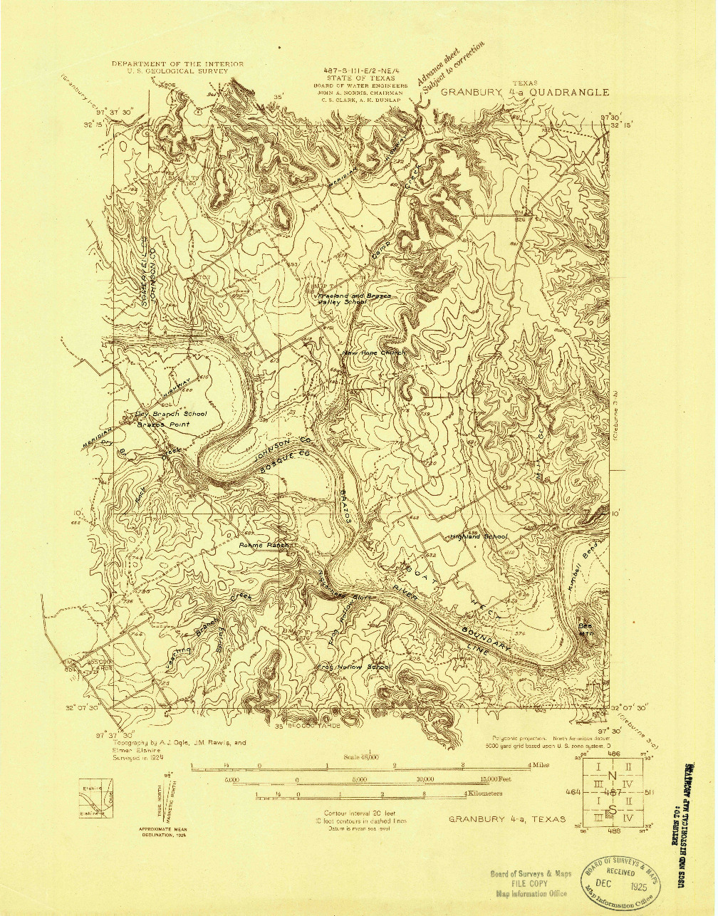USGS 1:48000-SCALE QUADRANGLE FOR GRANBURY 4-A, TX 1924