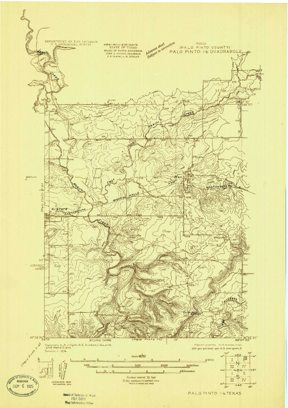 USGS 1:48000-SCALE QUADRANGLE FOR PALO PINTO 1-B, TX 1924