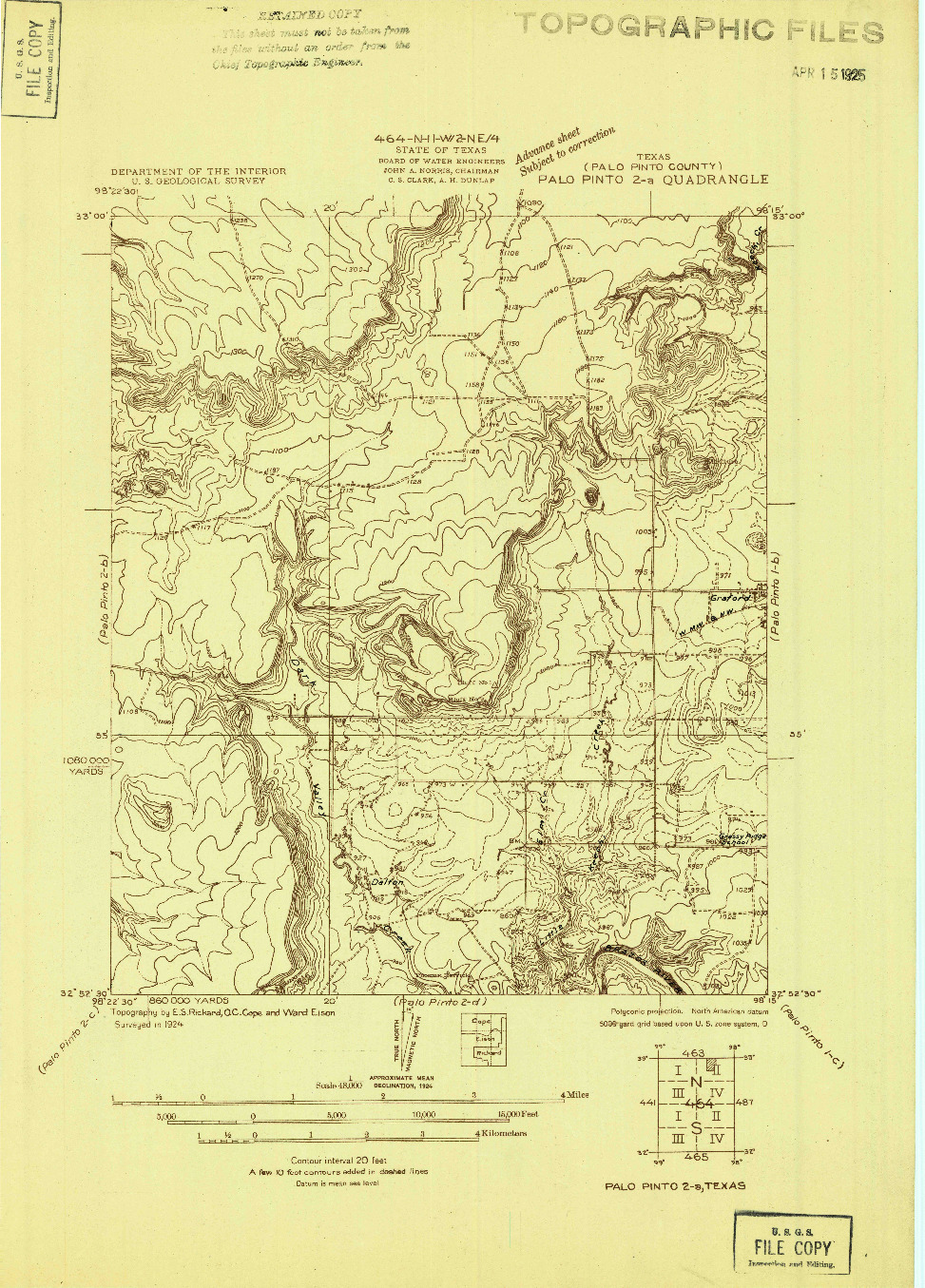 USGS 1:48000-SCALE QUADRANGLE FOR PALO PINTO 2-A, TX 1924