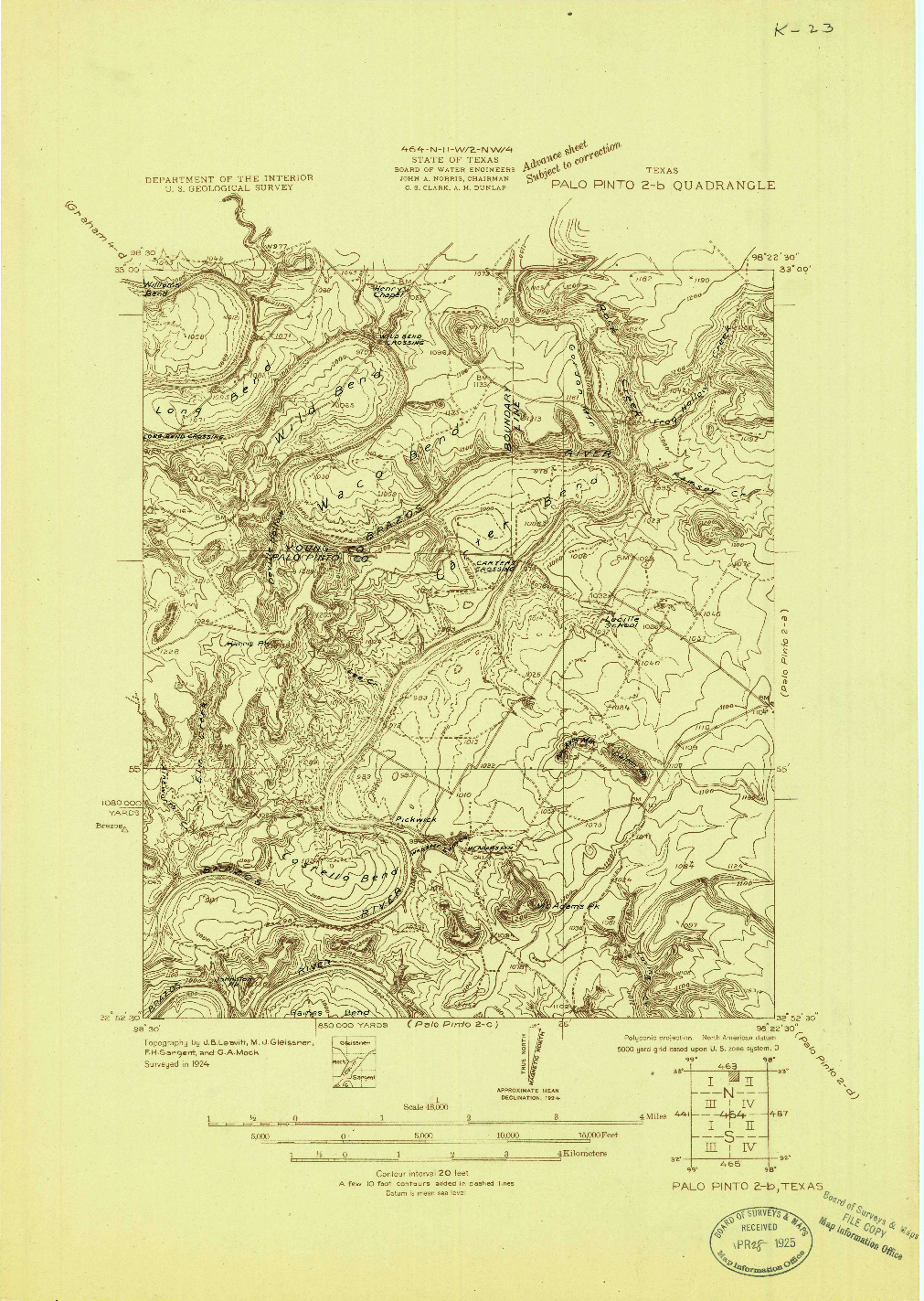 USGS 1:48000-SCALE QUADRANGLE FOR PALO PINTO 2-B, TX 1924