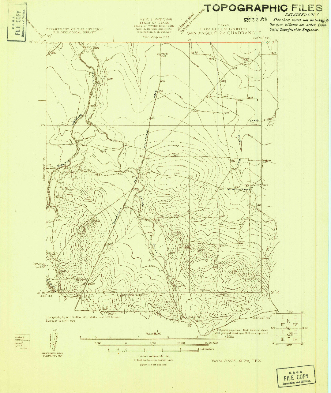 USGS 1:48000-SCALE QUADRANGLE FOR SAN ANGELO 2-C, TX 1924