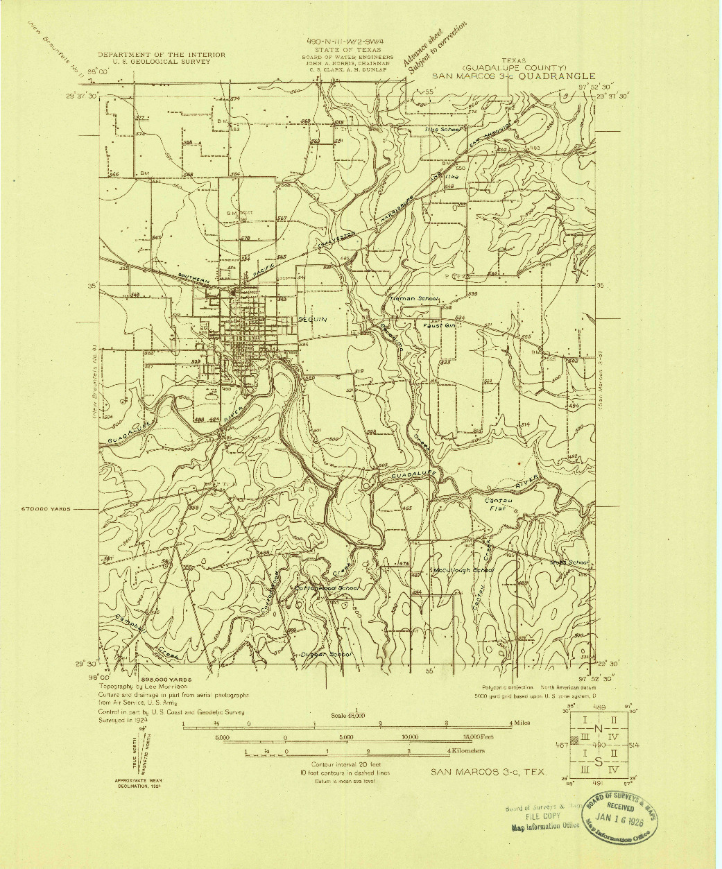 USGS 1:48000-SCALE QUADRANGLE FOR SAN MARCOS 3-C, TX 1924