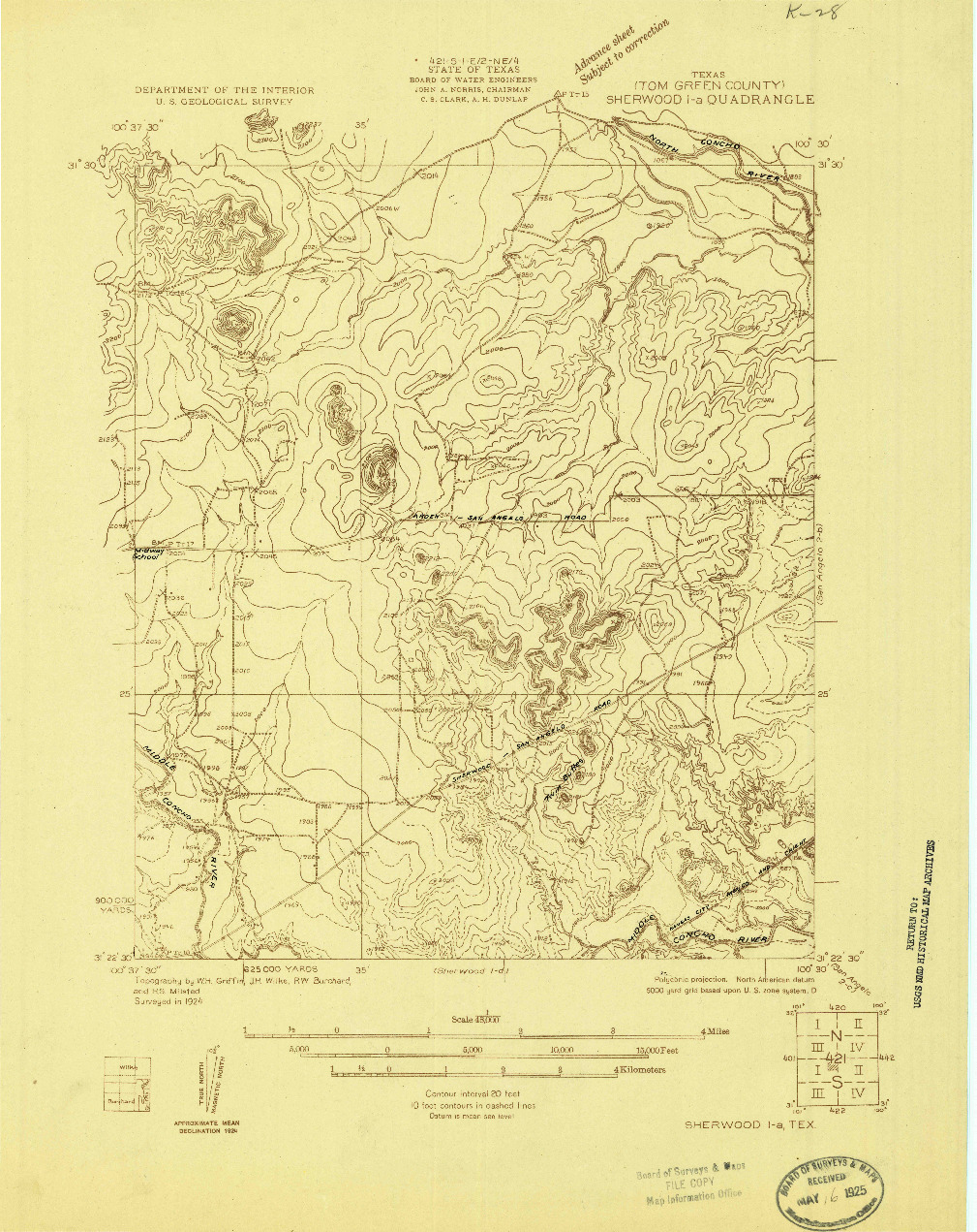 USGS 1:48000-SCALE QUADRANGLE FOR SHERWOOD 1-A, TX 1924