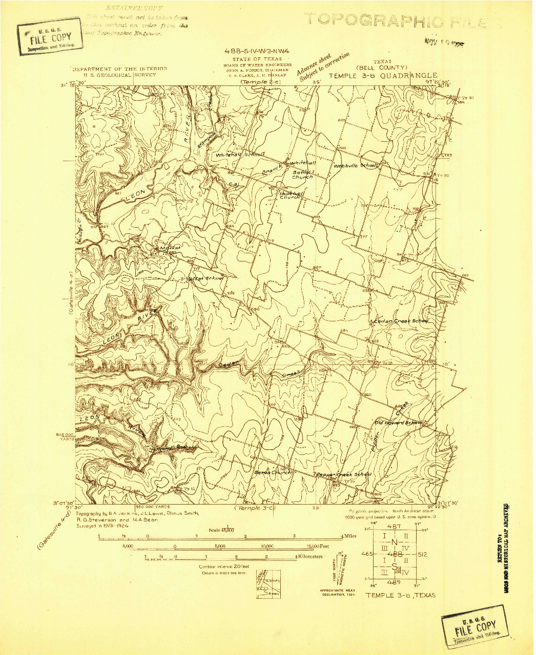 USGS 1:48000-SCALE QUADRANGLE FOR TEMPLE 3-B, TX 1924