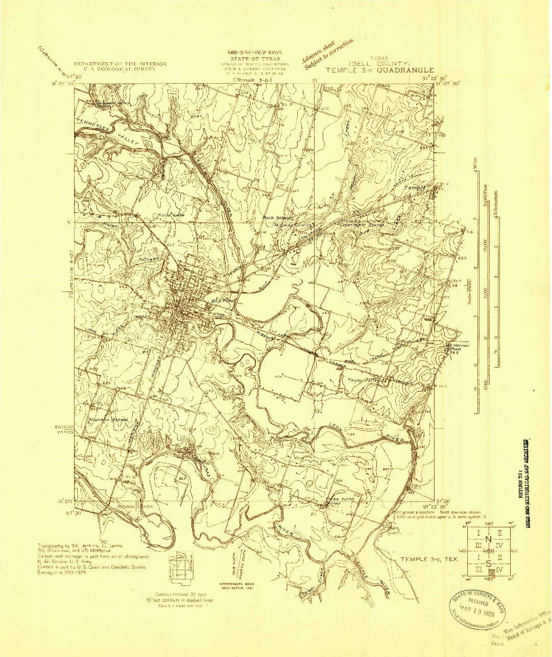 USGS 1:48000-SCALE QUADRANGLE FOR TEMPLE 3-C, TX 1924
