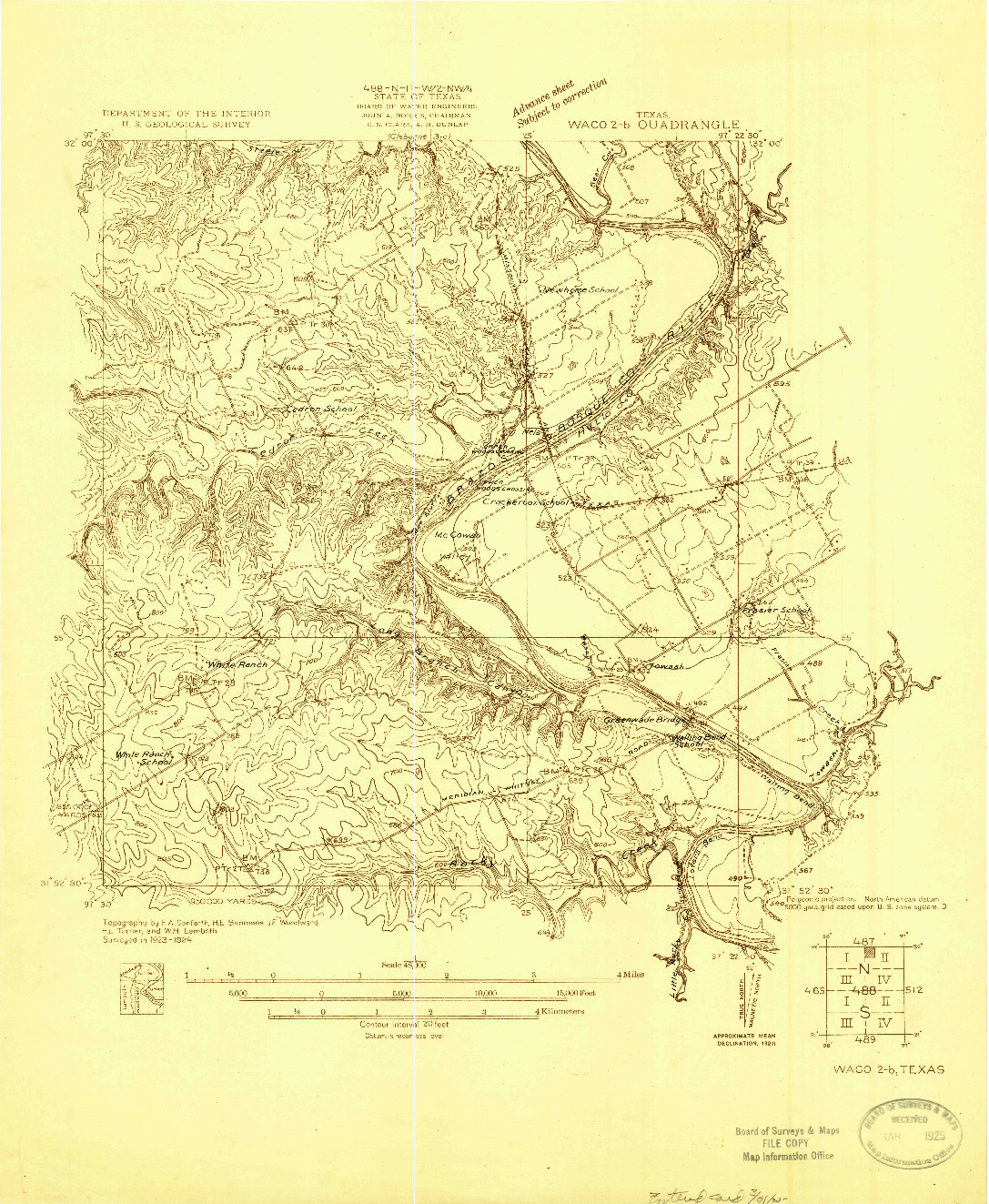 USGS 1:48000-SCALE QUADRANGLE FOR WACO 2-B, TX 1924