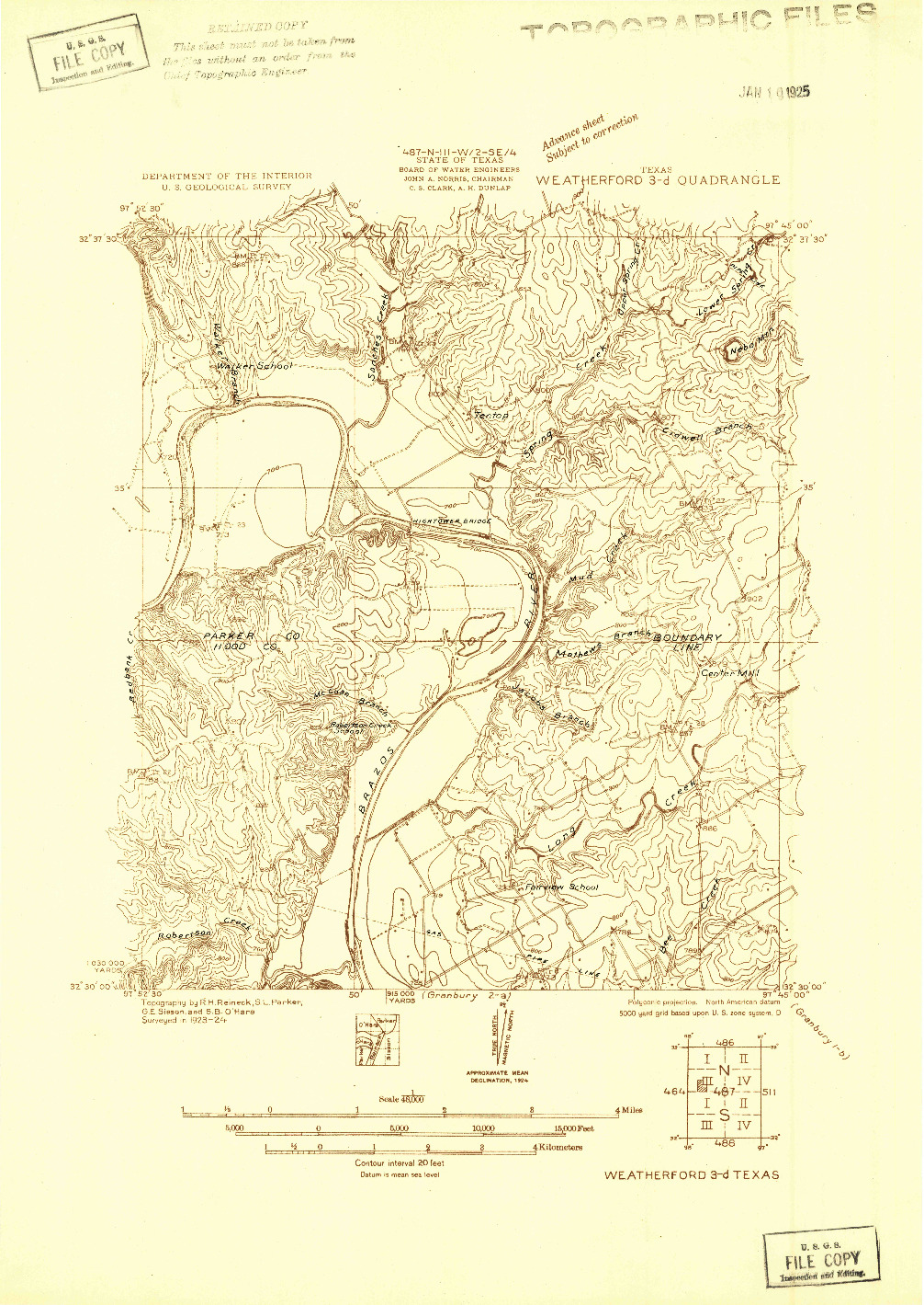 USGS 1:48000-SCALE QUADRANGLE FOR WEATHERFORD 3-D, TX 1924